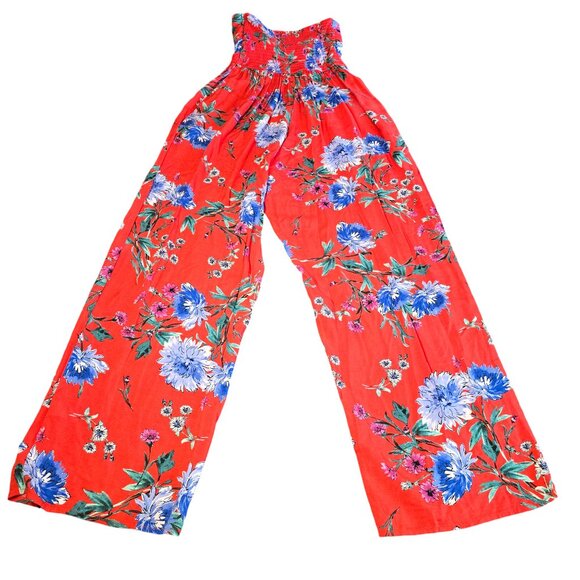 Band of Gypsies Strapless Red Floral Jumpsuit Size: S Excellent Used‎ Condition - Picture 3 of 8